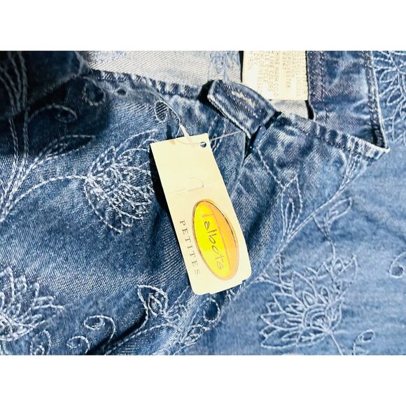 Talbots VTG chambray skirt wester peasant gypsy embroidery flare blue women 4P - Picture 3 of 5